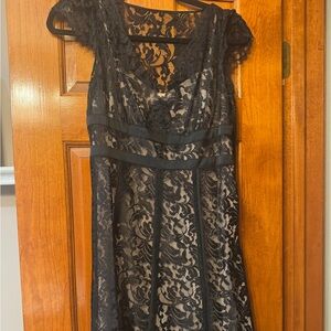 LOFT Black Lace Midi Dress